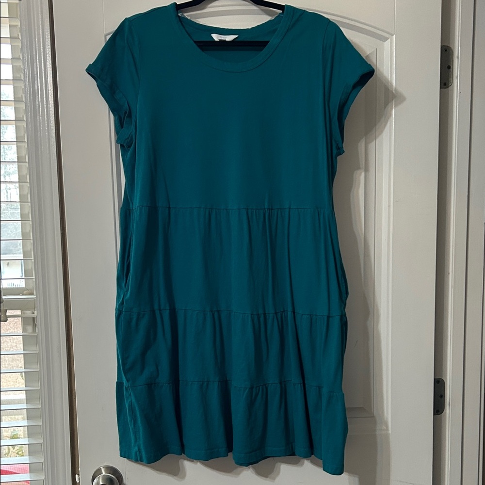 Time and Tru Turquoise Tiered Mini Dress